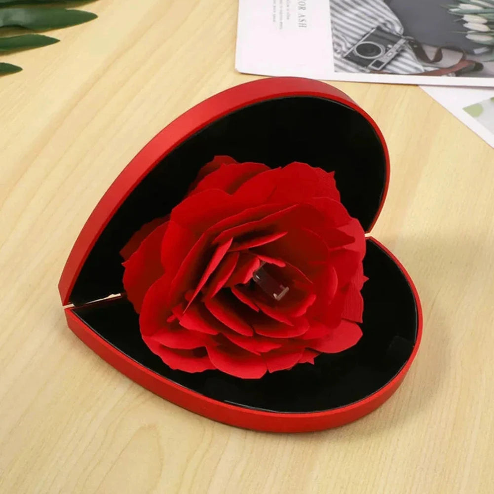 3D Heart-Shaped Rose Ring Gift Box