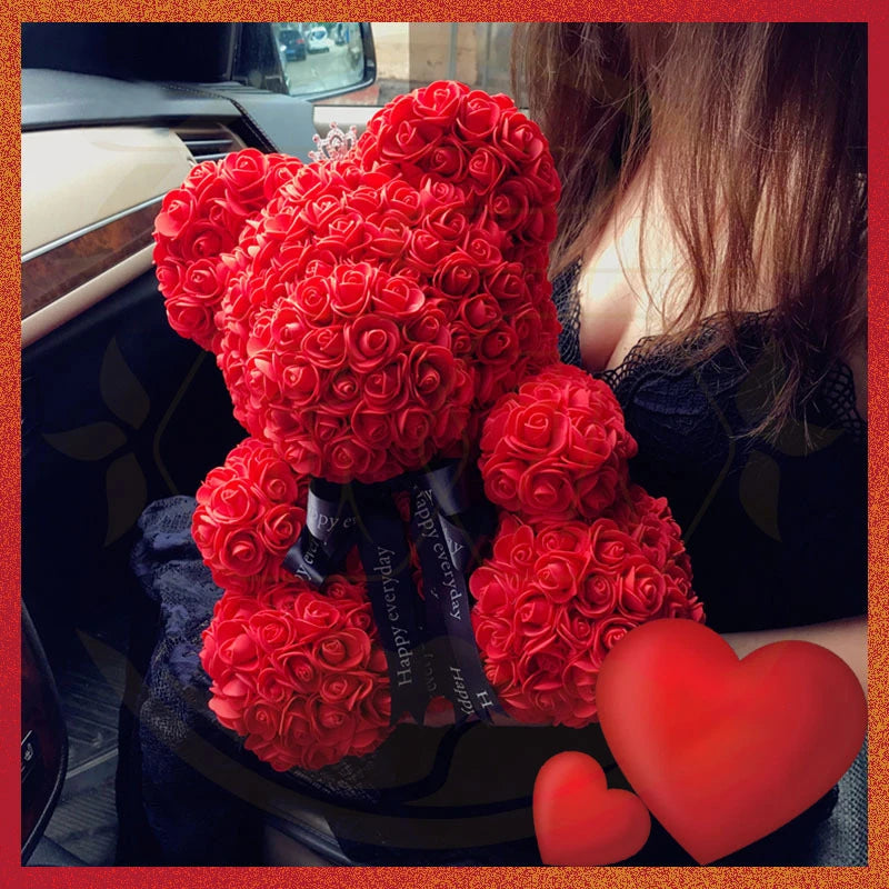 Rose Bear with LED Lights Box