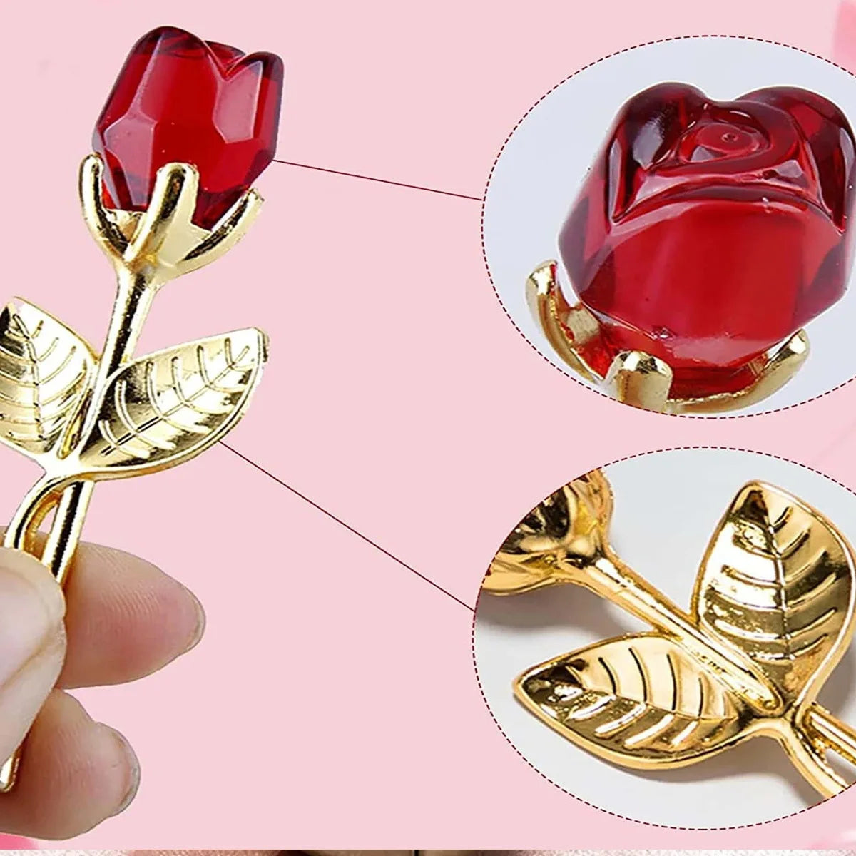 Mini Glass Crystal Rose Flower
