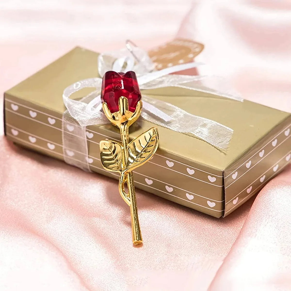 Mini Glass Crystal Rose Flower