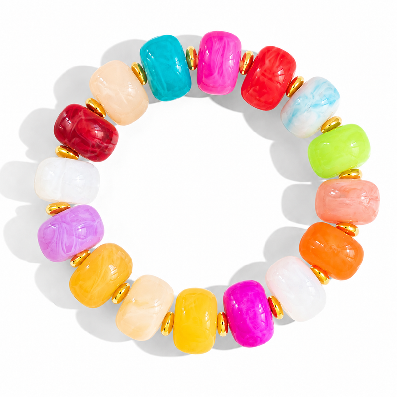 Udroze Rainbow Shine Resin Bead Bracelets for Women Stretch Chunky Bracelet - image 1