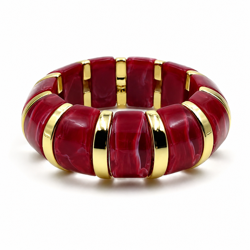 Udroze Burgundy chunky resin stretch bangle bracelet - main product image