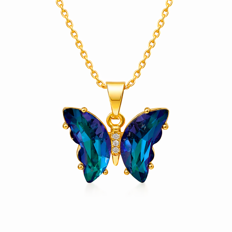 UDROZE Ocean Blue butterfly necklace - main product image