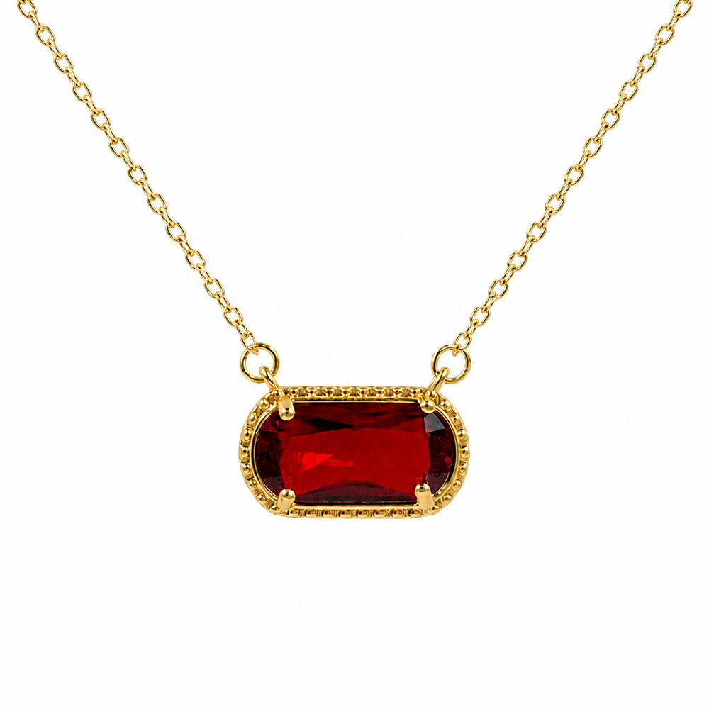 Rectangle Birthstone Necklaces