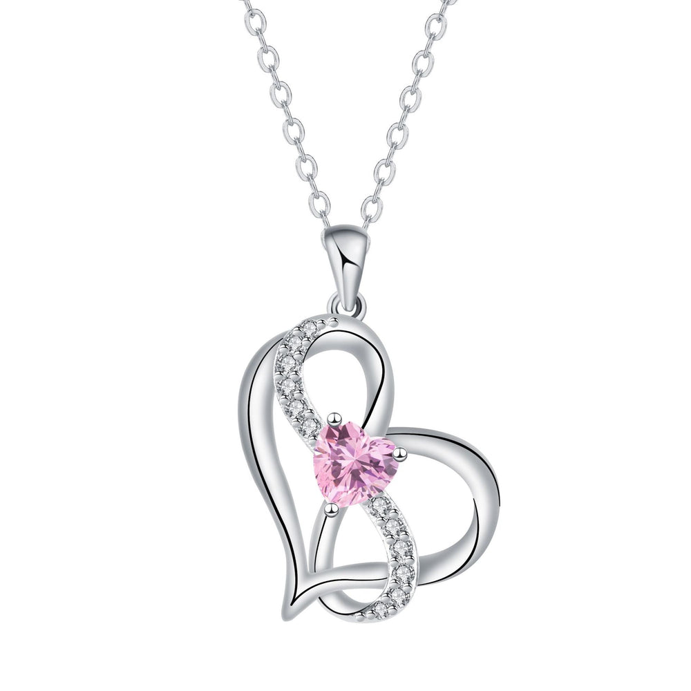 Double Heart Birthstone Necklaces