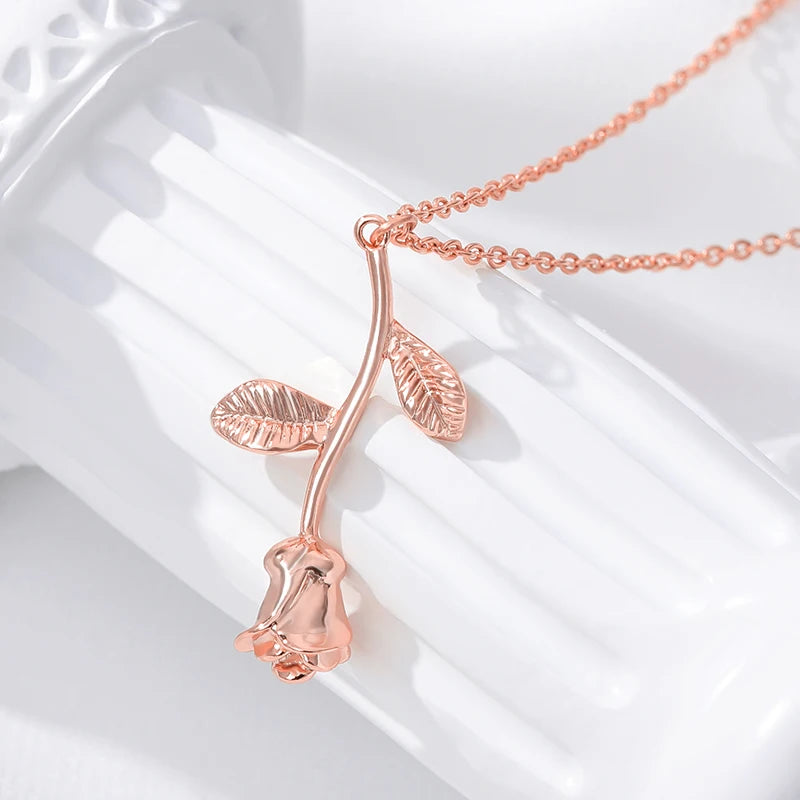 Stainless Steel Rose Pendant Necklace