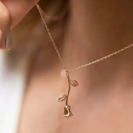 Stainless Steel Rose Pendant Necklace