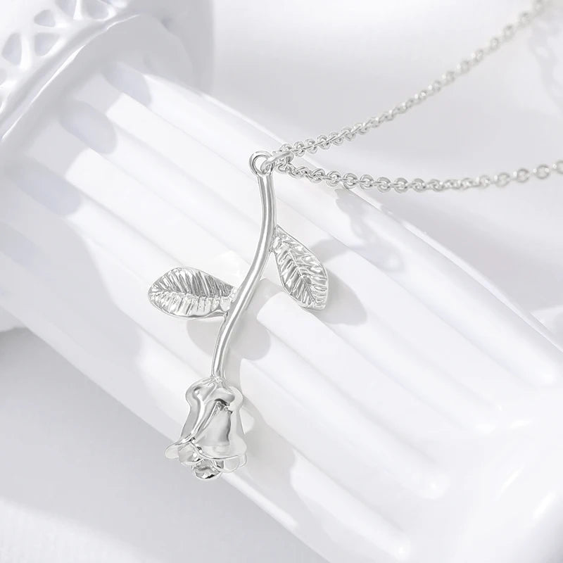 Stainless Steel Rose Pendant Necklace