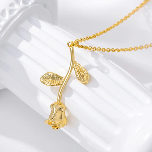Stainless Steel Rose Pendant Necklace