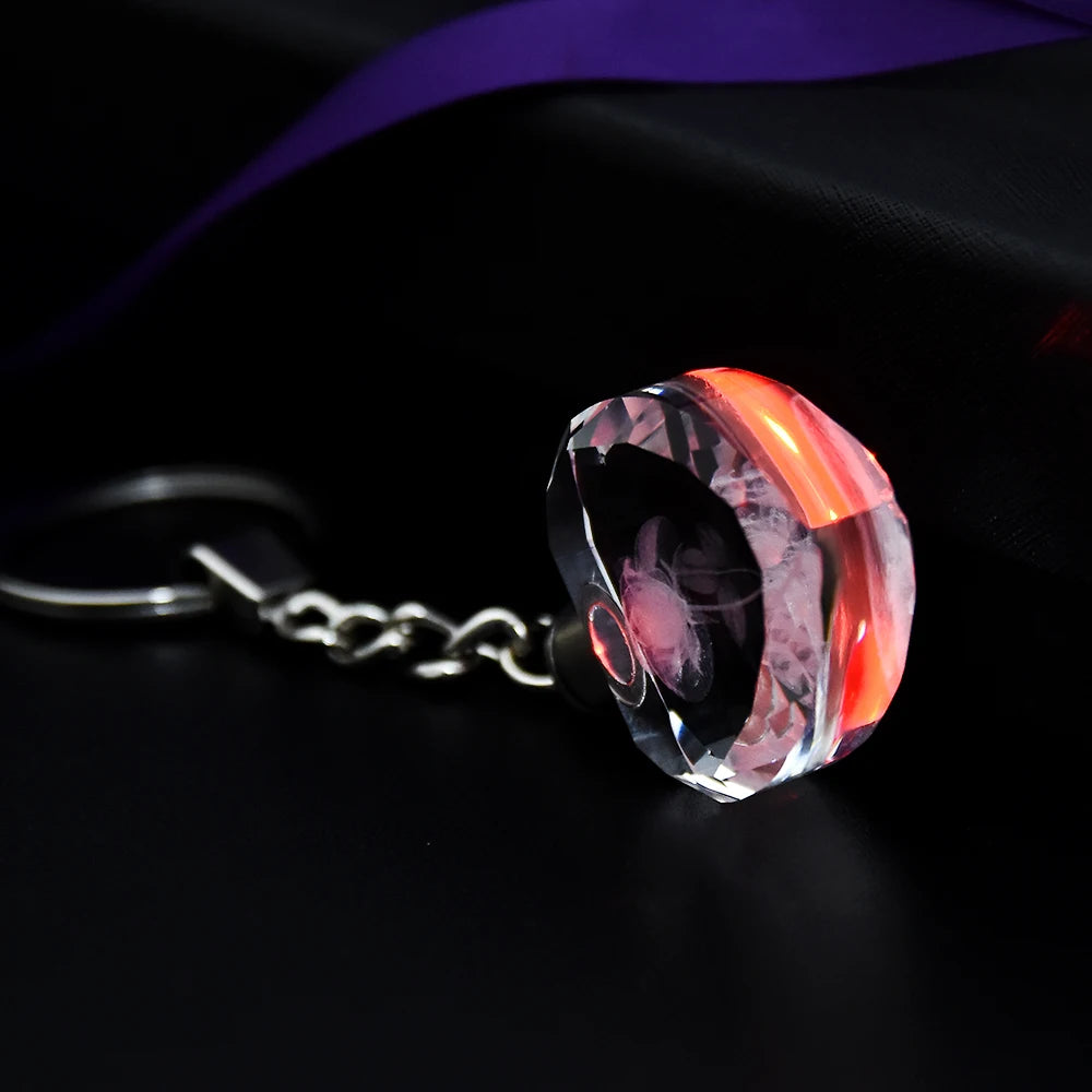 Heart-Shaped Crystal Rose Keychain