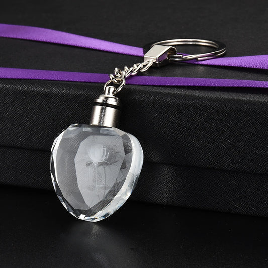Heart-Shaped Crystal Rose Keychain