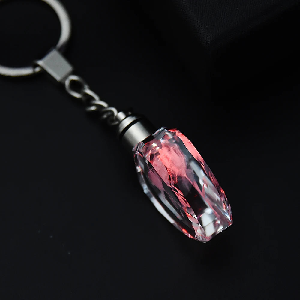 Heart-Shaped Crystal Rose Keychain