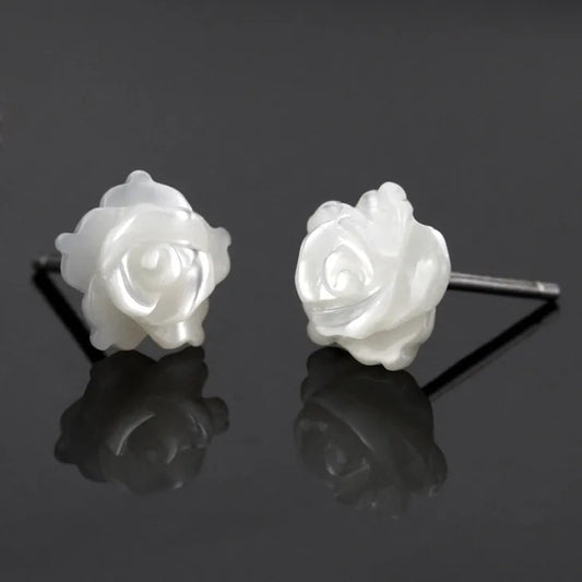 925 Sterling Silver Rose Stud Earrings
