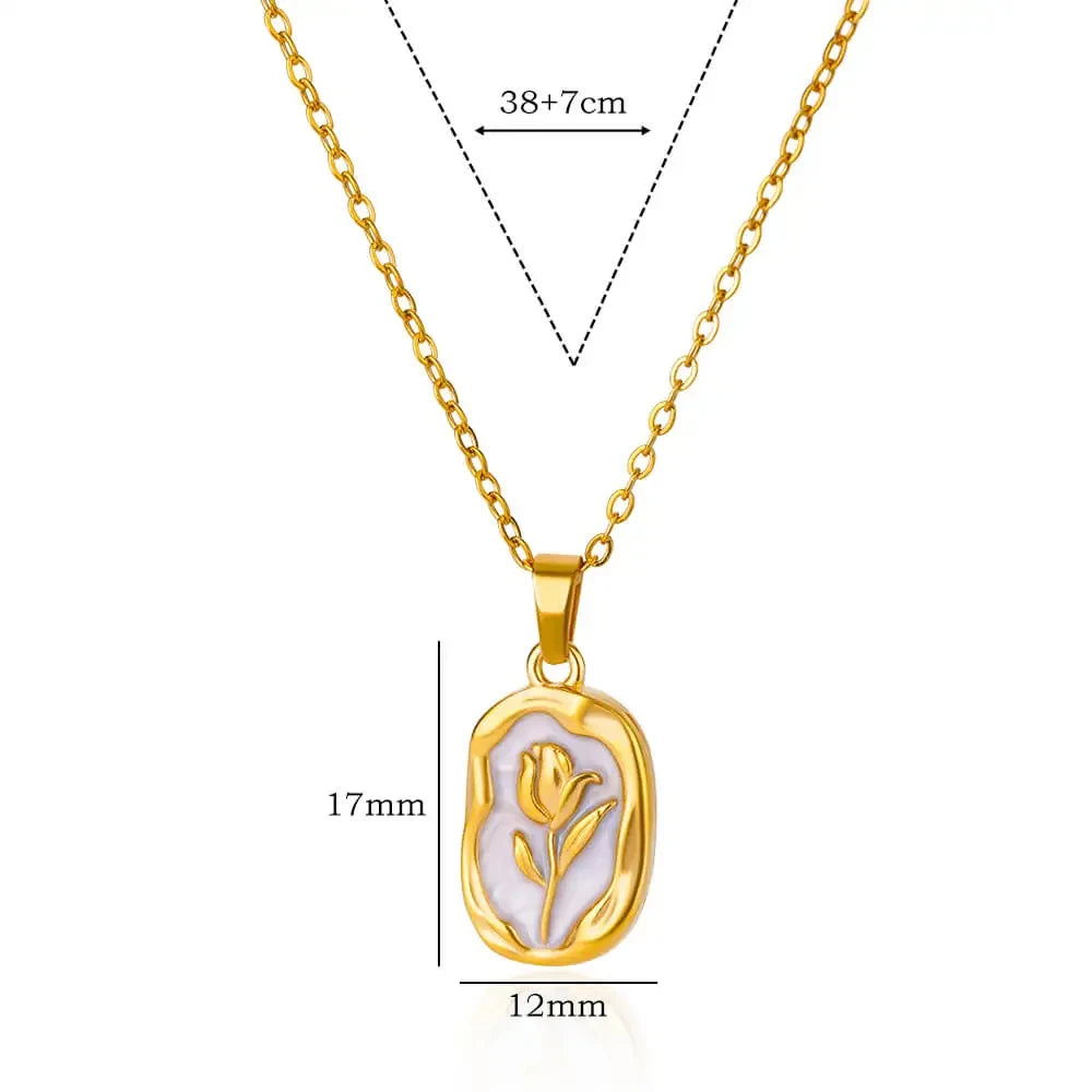 Stainless Steel Vintage Gold Rose Pendant