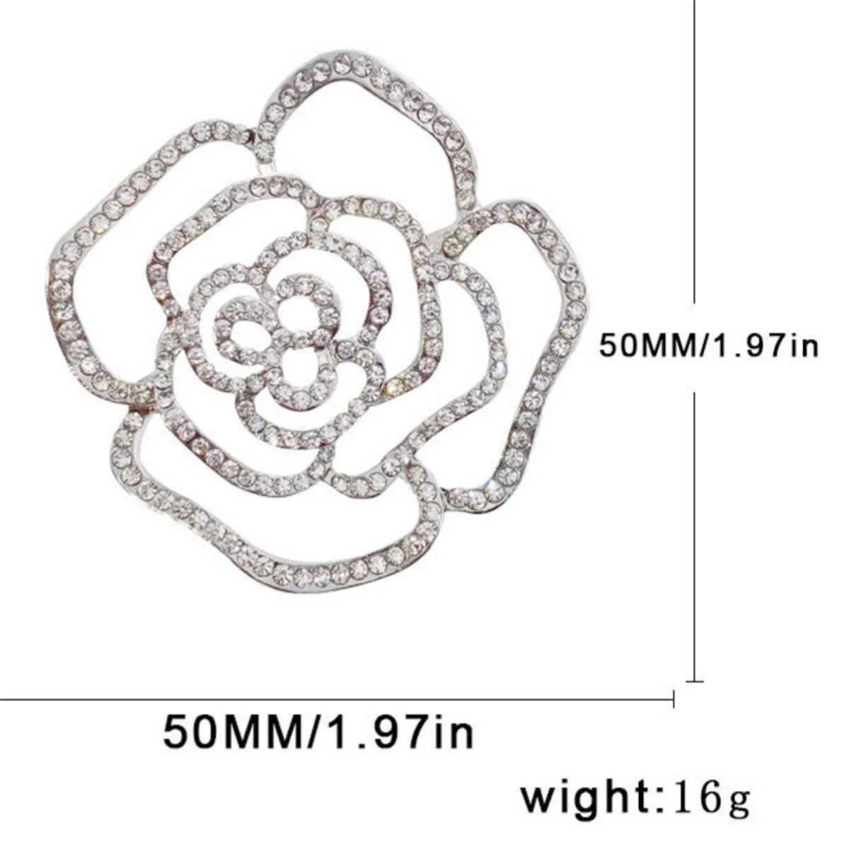 Shiny Rhinestone Crystal Rose Brooch