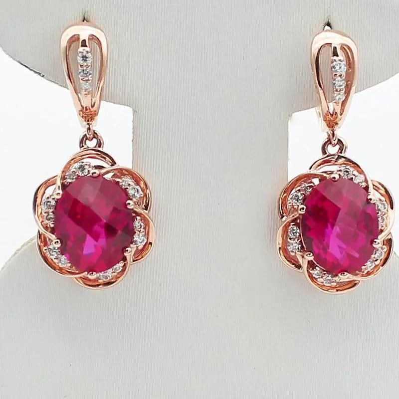 Rose Gold Ruby Drop Earrings