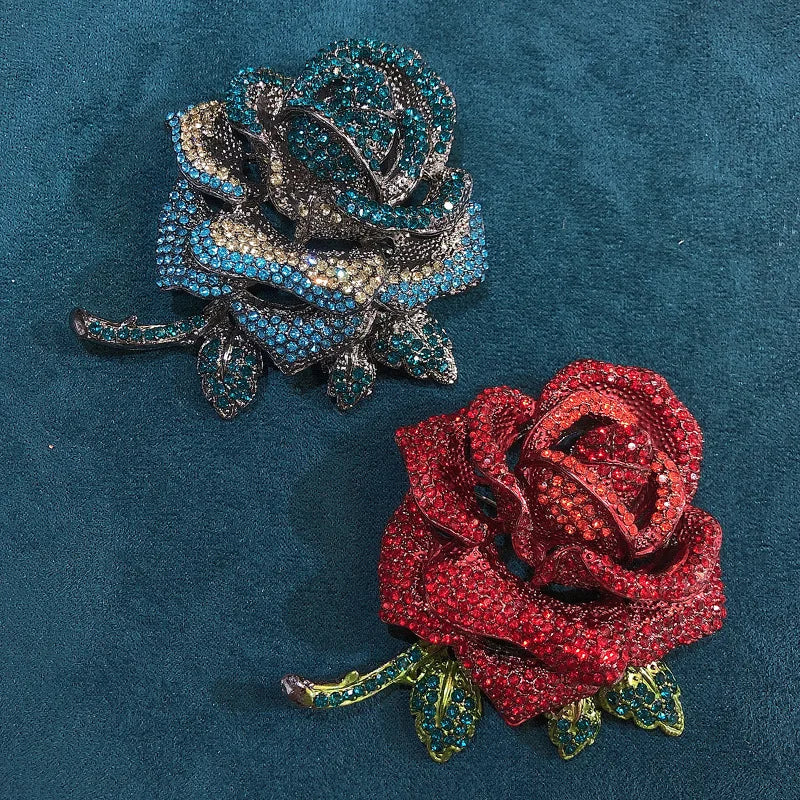 Trendy Rhinestone Rose Brooch
