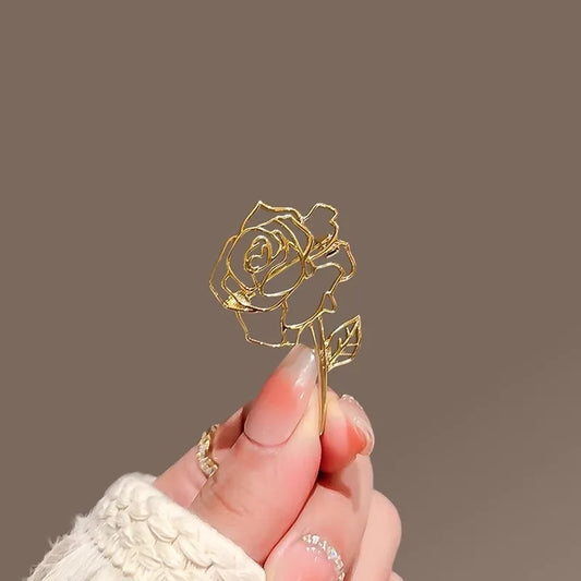 Gold Metal Rose Lapel Brooches