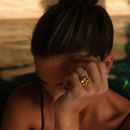 Vintage 18K Gold Plated Rose Ring