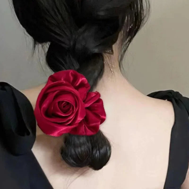 Elegant Rose Fabric Hair Ring