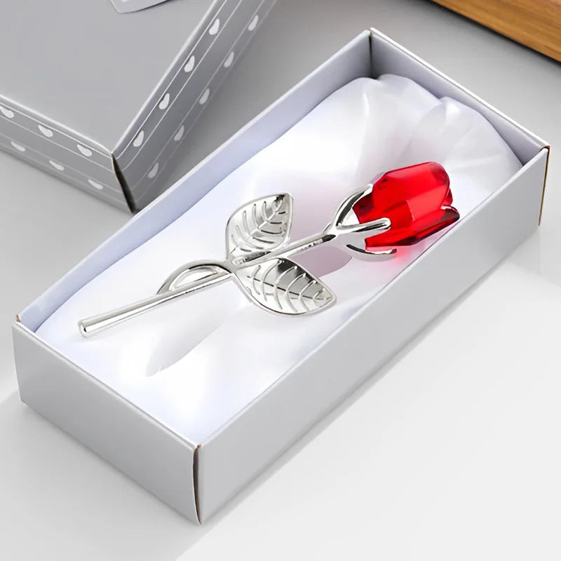 Mini Glass Crystal Rose Flower