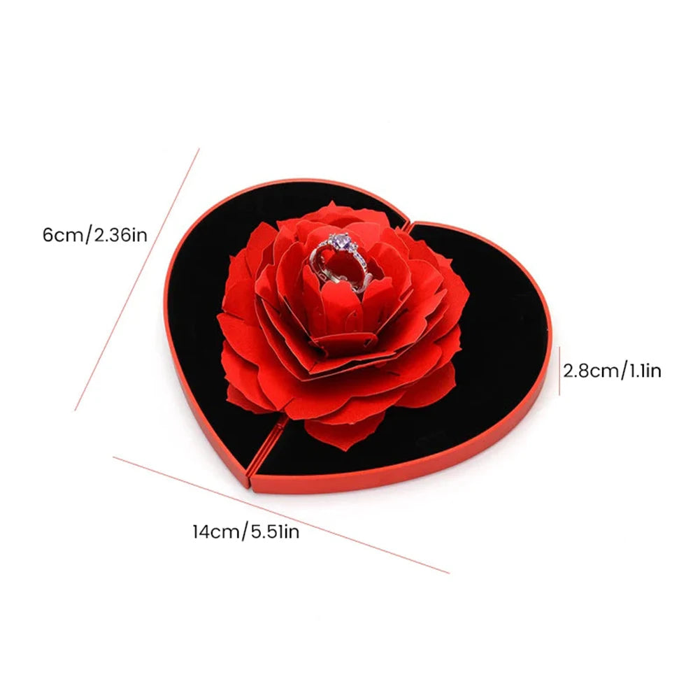 3D Heart-Shaped Rose Ring Gift Box