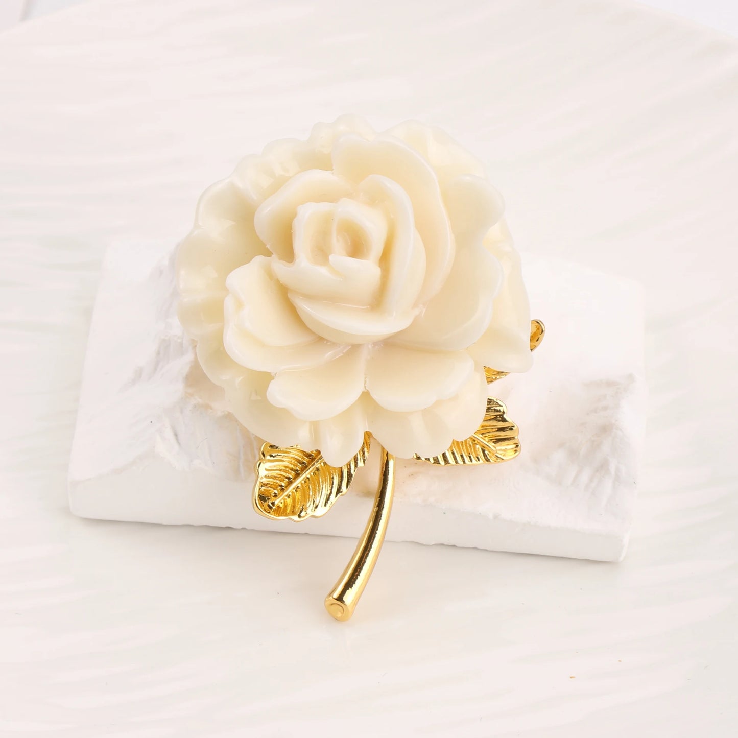 Luxury White Rose Corsage Brooch