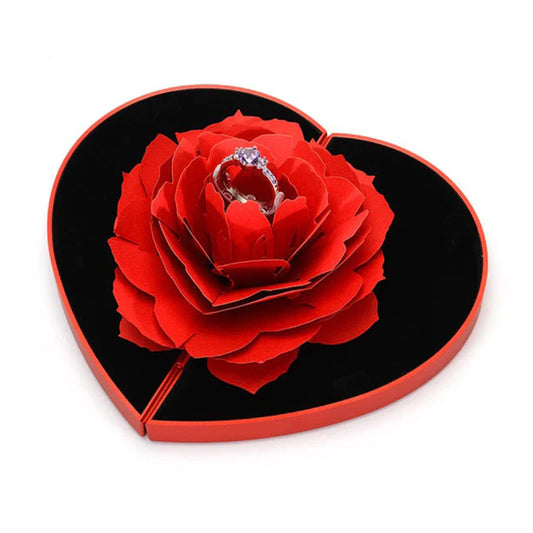 3D Heart-Shaped Rose Ring Gift Box