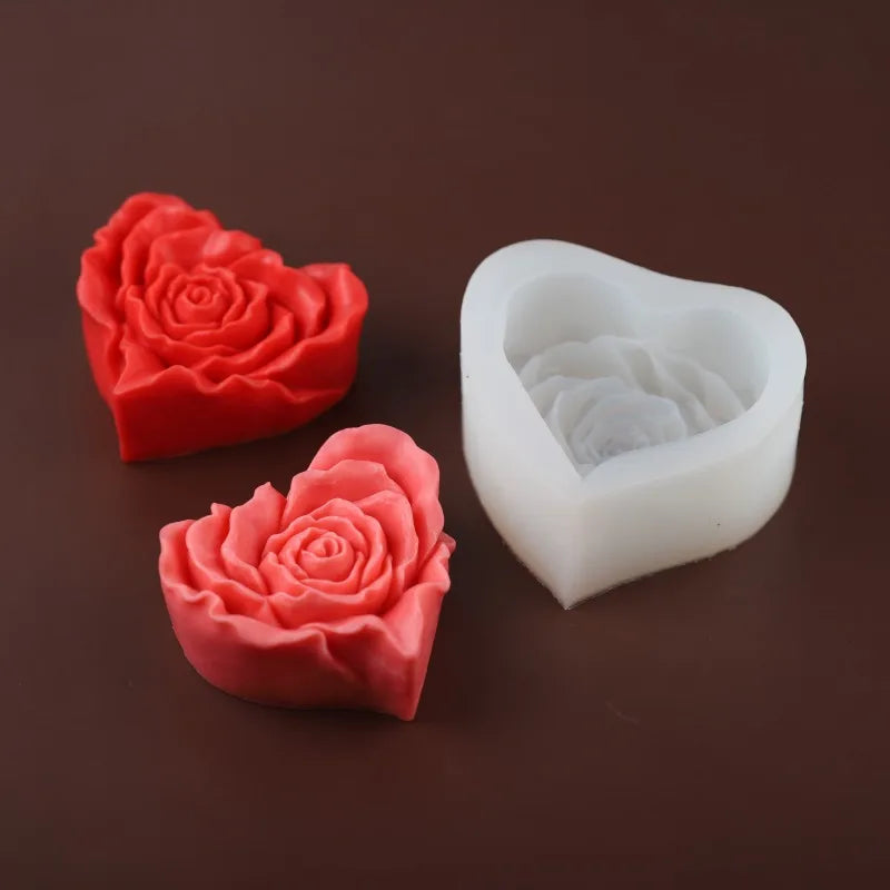 DIY 3D Rose Heart Silicone Mold