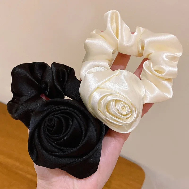 Elegant Rose Fabric Hair Ring