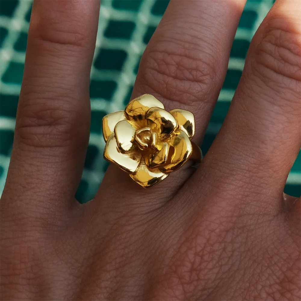 Vintage 18K Gold Plated Rose Ring