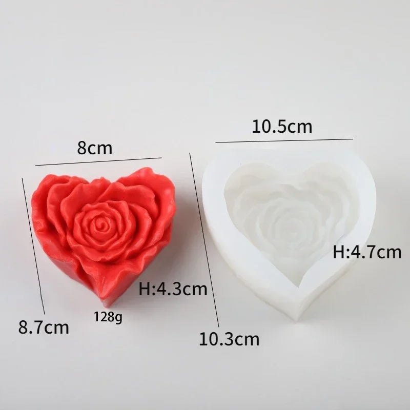 DIY 3D Rose Heart Silicone Mold
