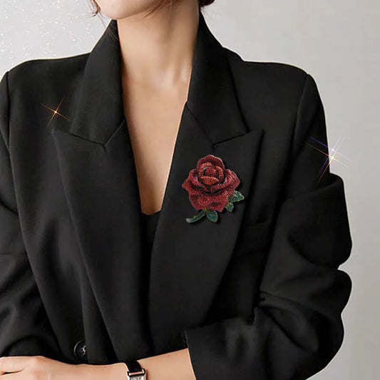 Trendy Rhinestone Rose Brooch