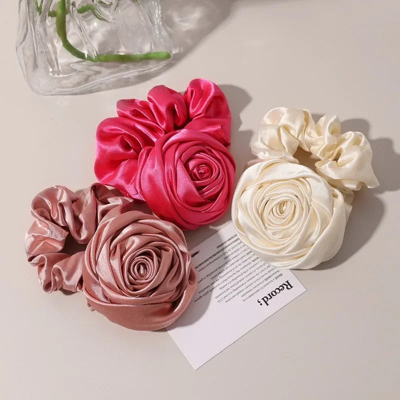 Elegant Rose Fabric Hair Ring
