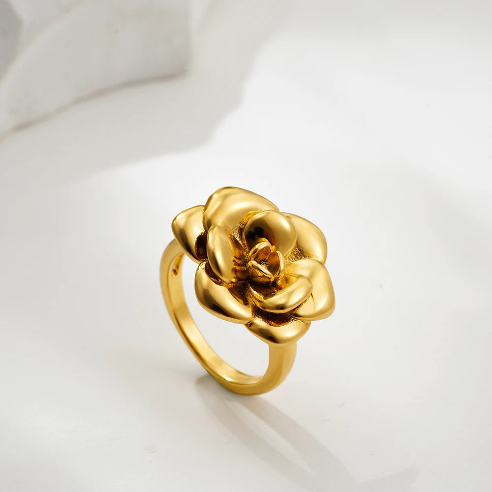 Vintage 18K Gold Plated Rose Ring