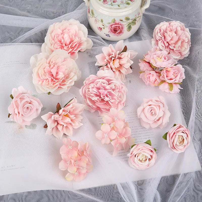 Silk Rose Flower Heads