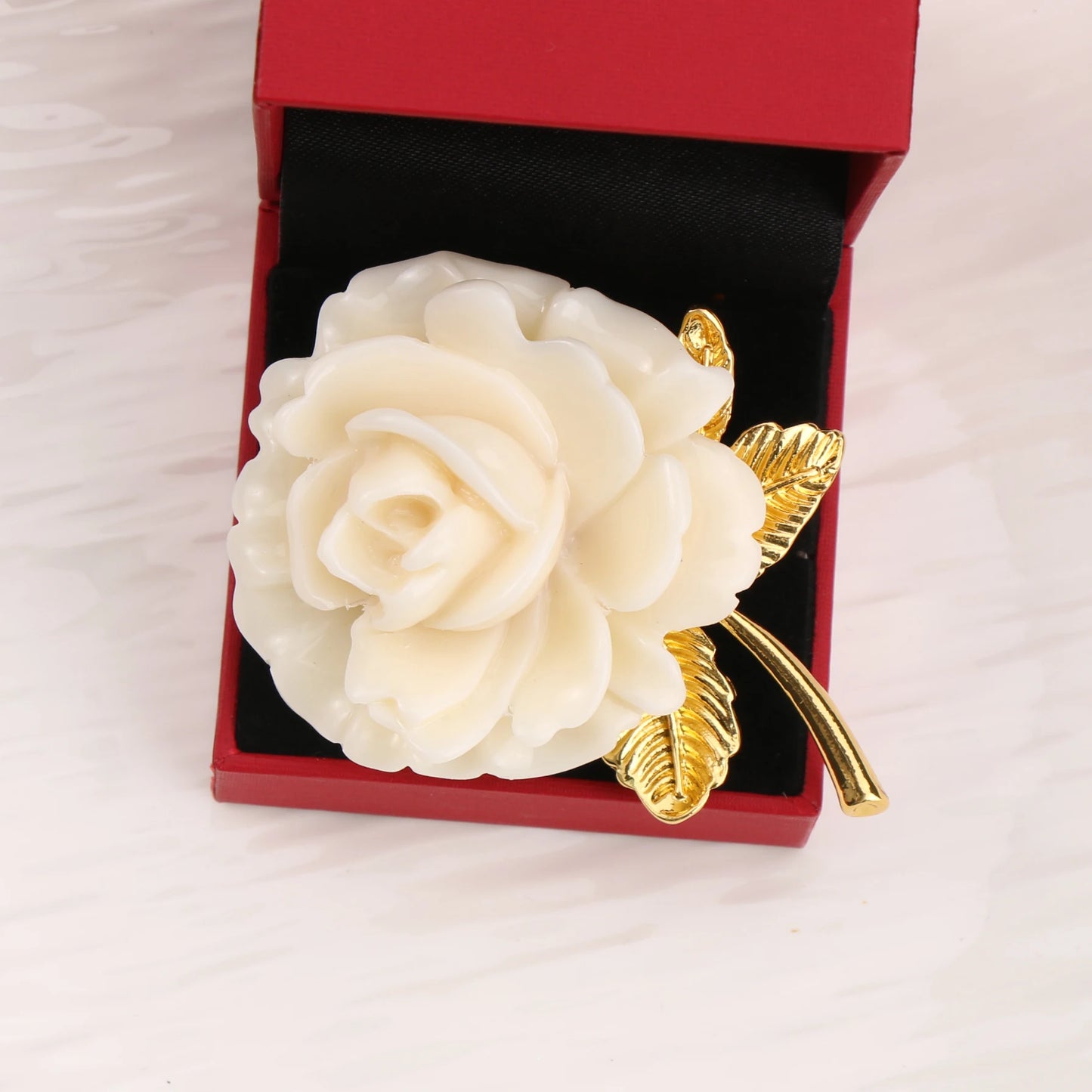 Luxury White Rose Corsage Brooch