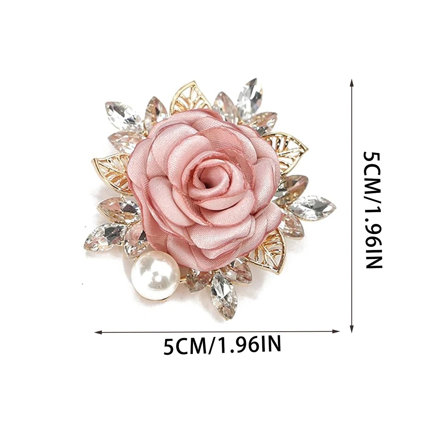 Light Gold Fabric Rose Pearl Brooch