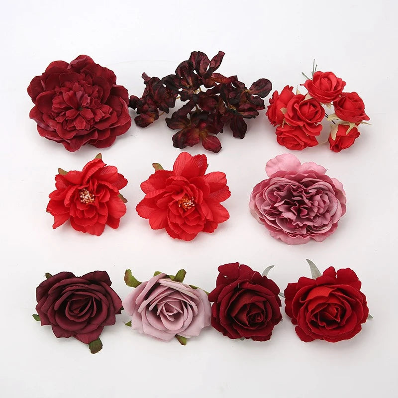Silk Rose Flower Heads