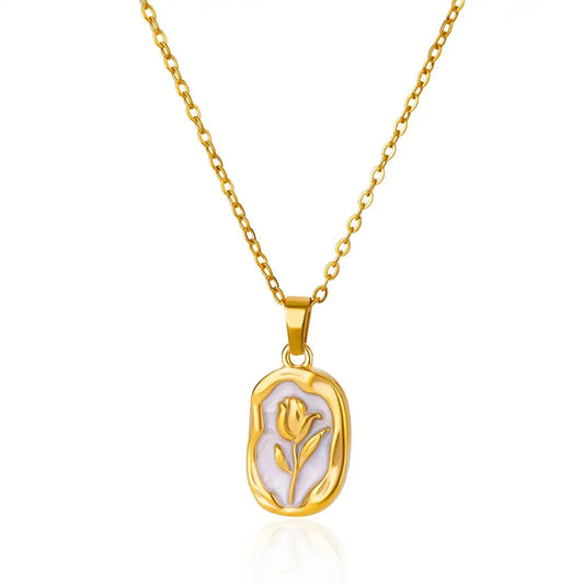 Stainless Steel Vintage Gold Rose Pendant