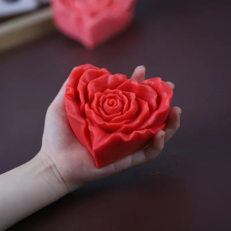 DIY 3D Rose Heart Silicone Mold