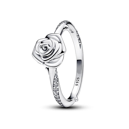 925 Sterling Silver Zircon Rose Ring