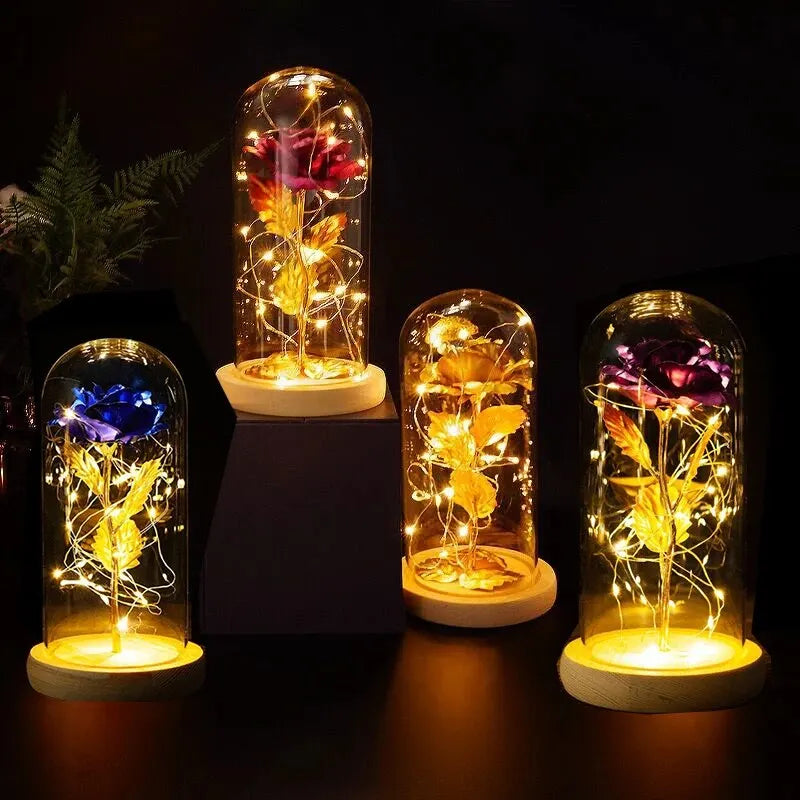 LED Eternal Rose Glass Light