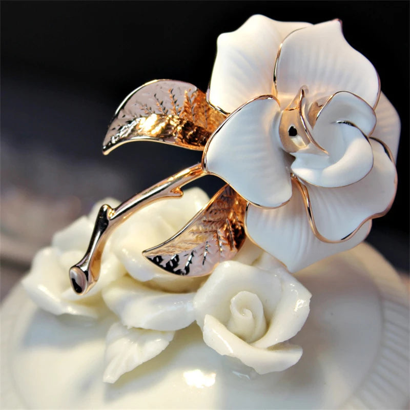 Trendy Rhinestone Rose Brooch