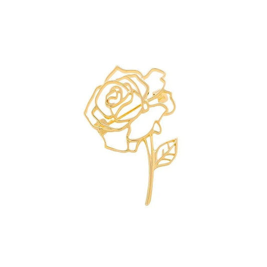 Gold Metal Rose Lapel Brooches