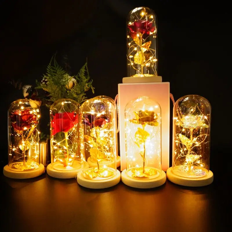 LED Eternal Rose Glass Light