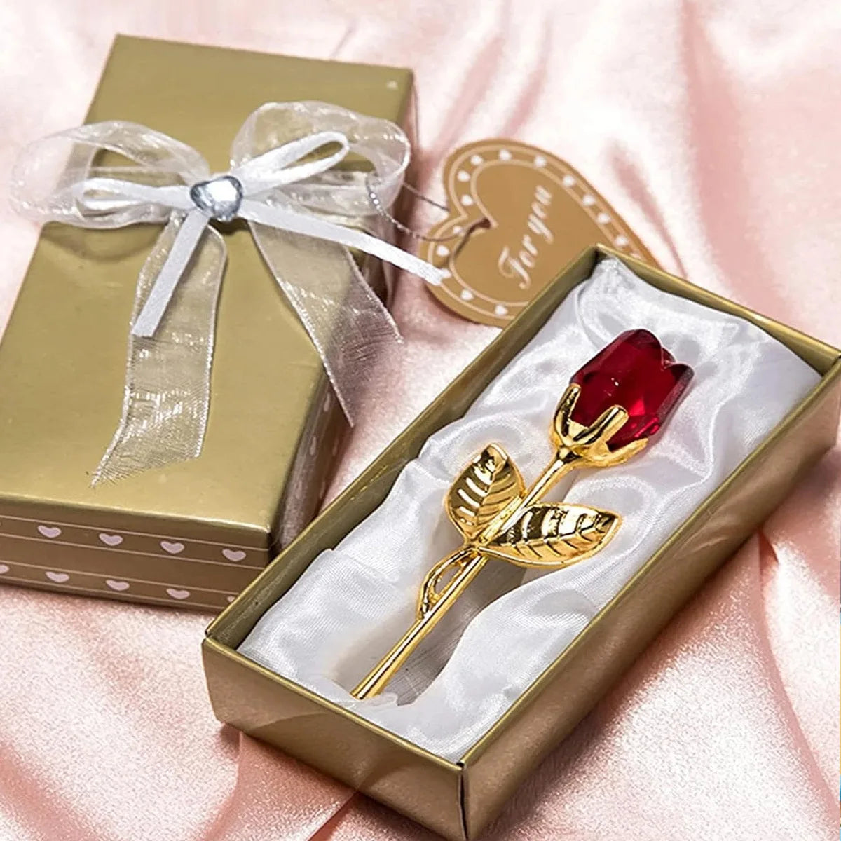 Mini Glass Crystal Rose Flower