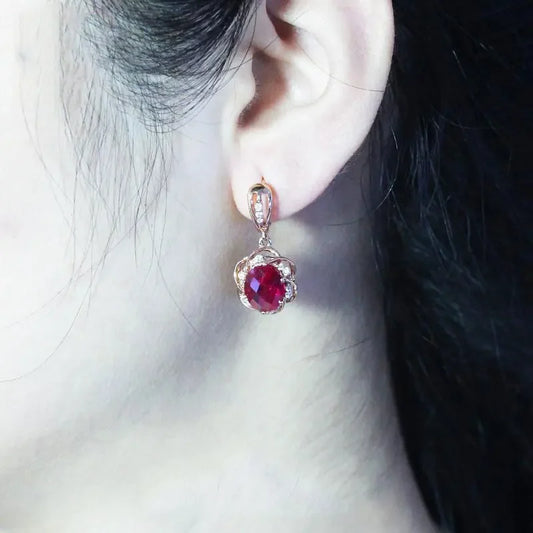 Rose Gold Ruby Drop Earrings