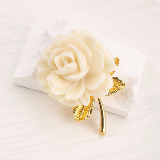 Luxury White Rose Corsage Brooch