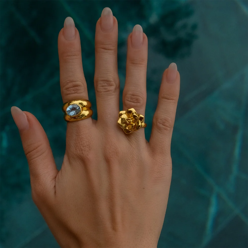 Vintage 18K Gold Plated Rose Ring